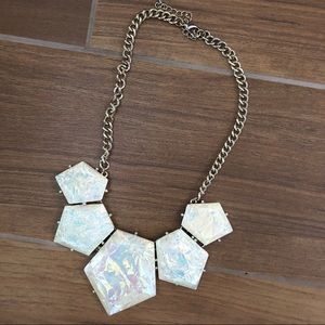 Gold opal statement necklace